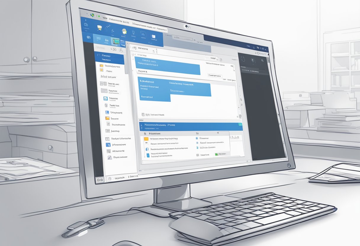 A computer screen displaying the Outlook interface with a folder highlighted, and a delete button greyed out and unclickable