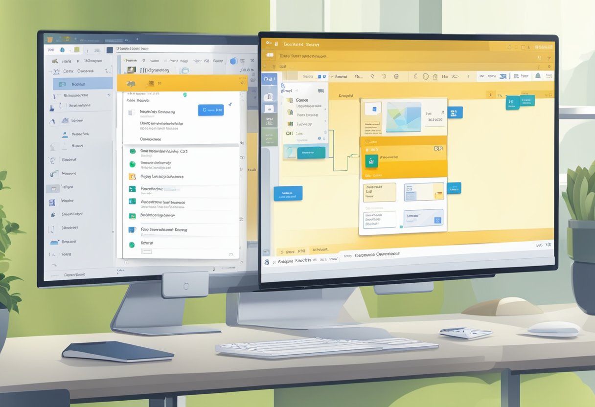 A computer screen displaying the Outlook interface with a cursor hovering over the "Favorites" section, ready to be clicked and changed