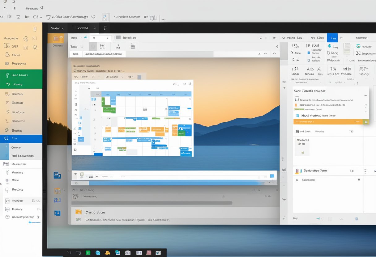 A calendar app on a computer screen, with a highlighted private event in Outlook. The event details are visible, and the interface shows options for editing and managing the event