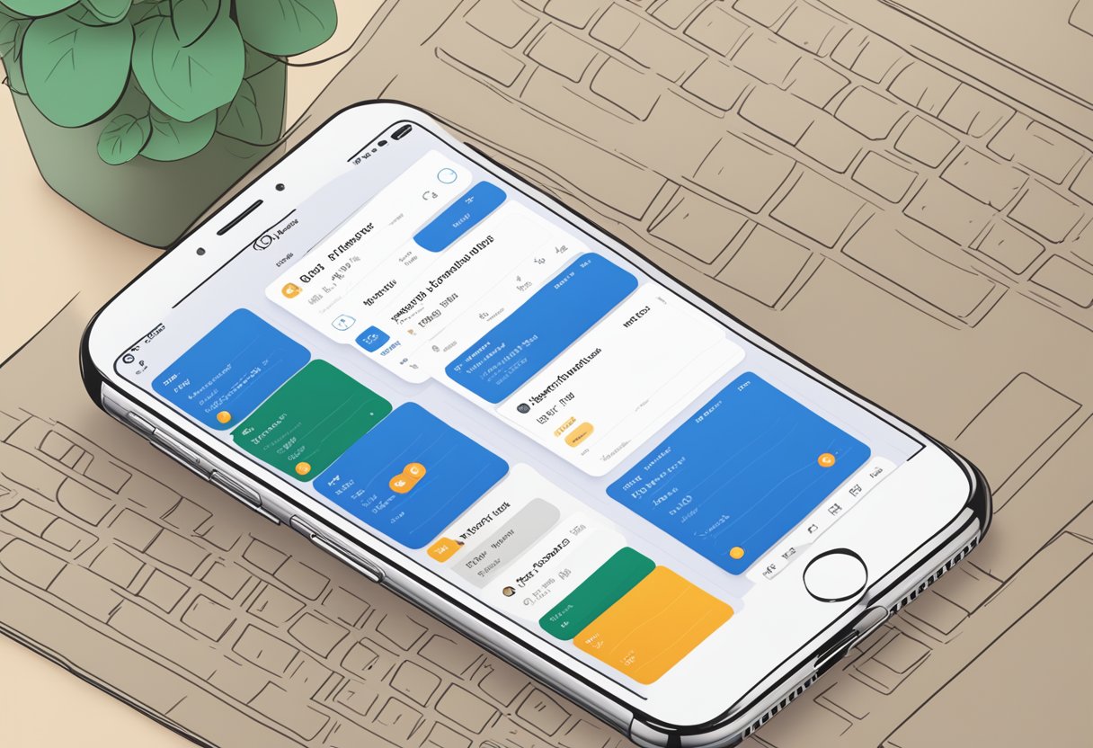 An iPhone screen displaying Outlook emails with a date filter set to show messages older than 30 days. The email configuration settings are being optimized