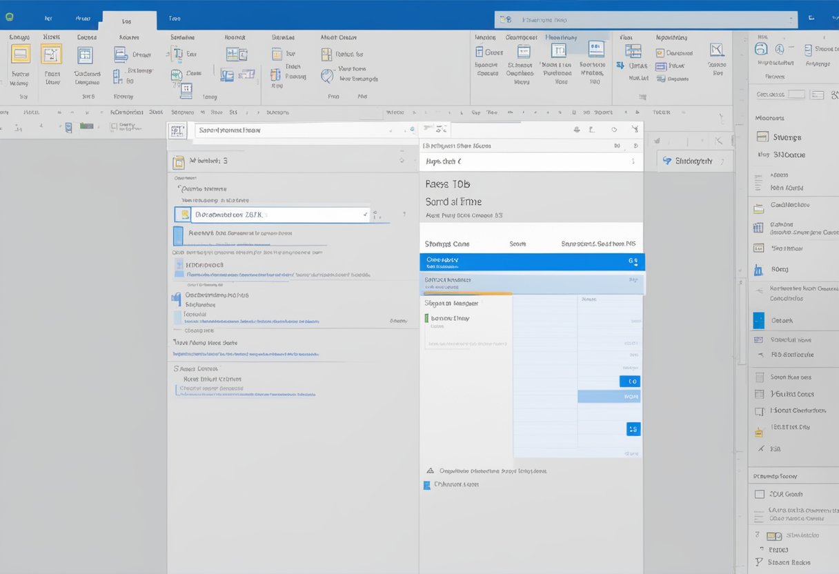 Scheduled emails tab in Outlook. List of upcoming emails with date and time. Clear and organized layout