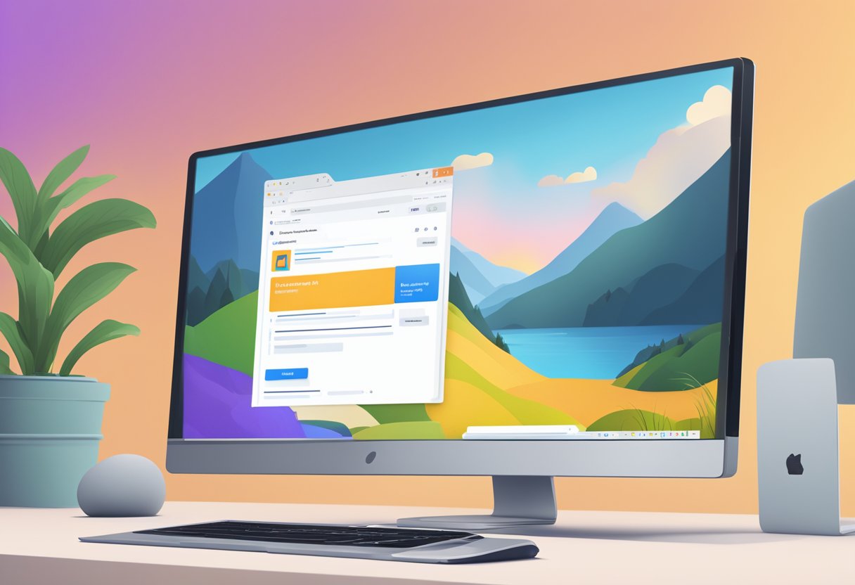 A computer screen displaying Outlook with a notification pop-up and a reaction button visible