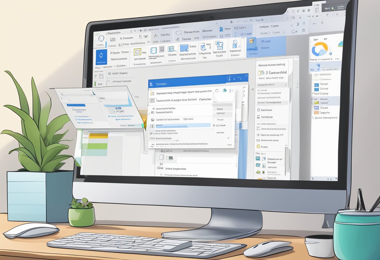 A computer screen with Outlook open, showing the process of editing an email template. Mouse cursor hovers over the "Edit Template" button