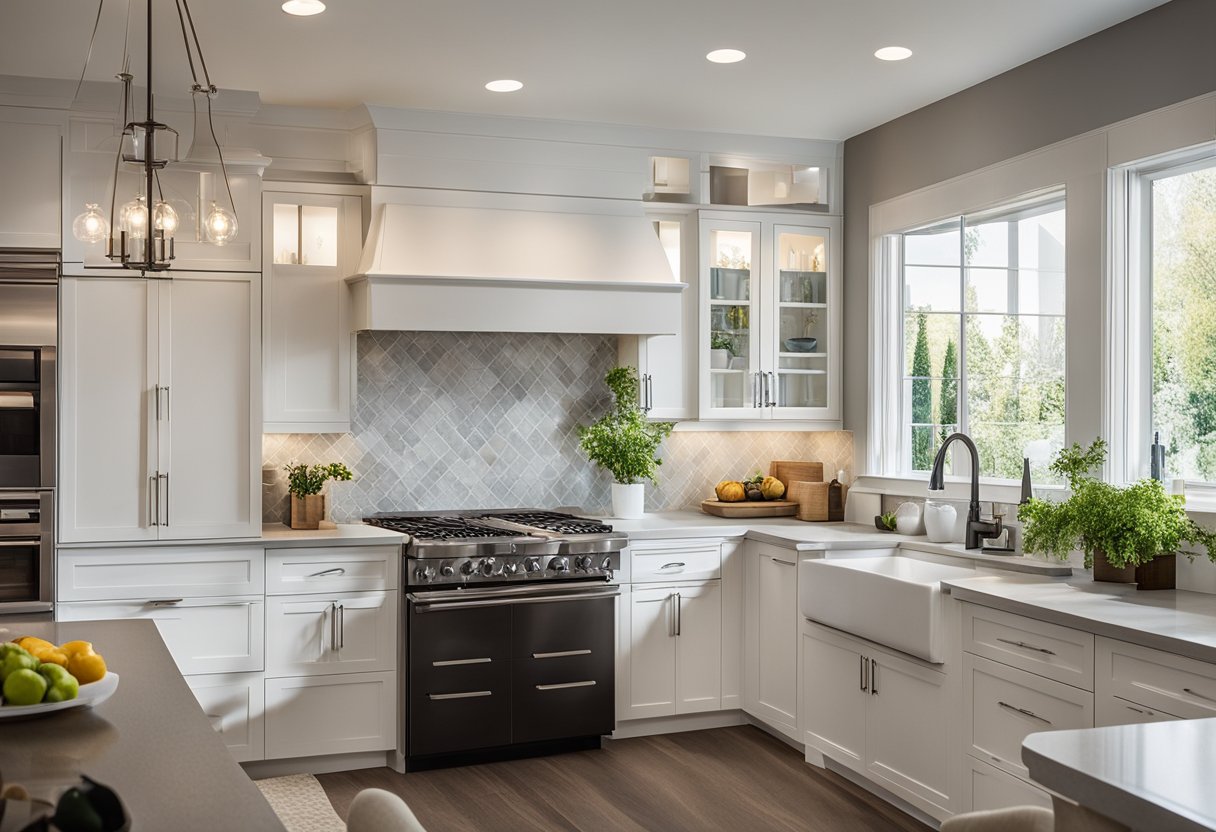 An open concept kitchen with natural light, spacious countertops, and seamless flow into the living area. Considerations include noise levels and potential for cooking odors to permeate the space