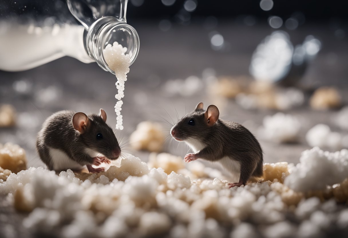 Salt being poured on rats, causing them to convulse and die