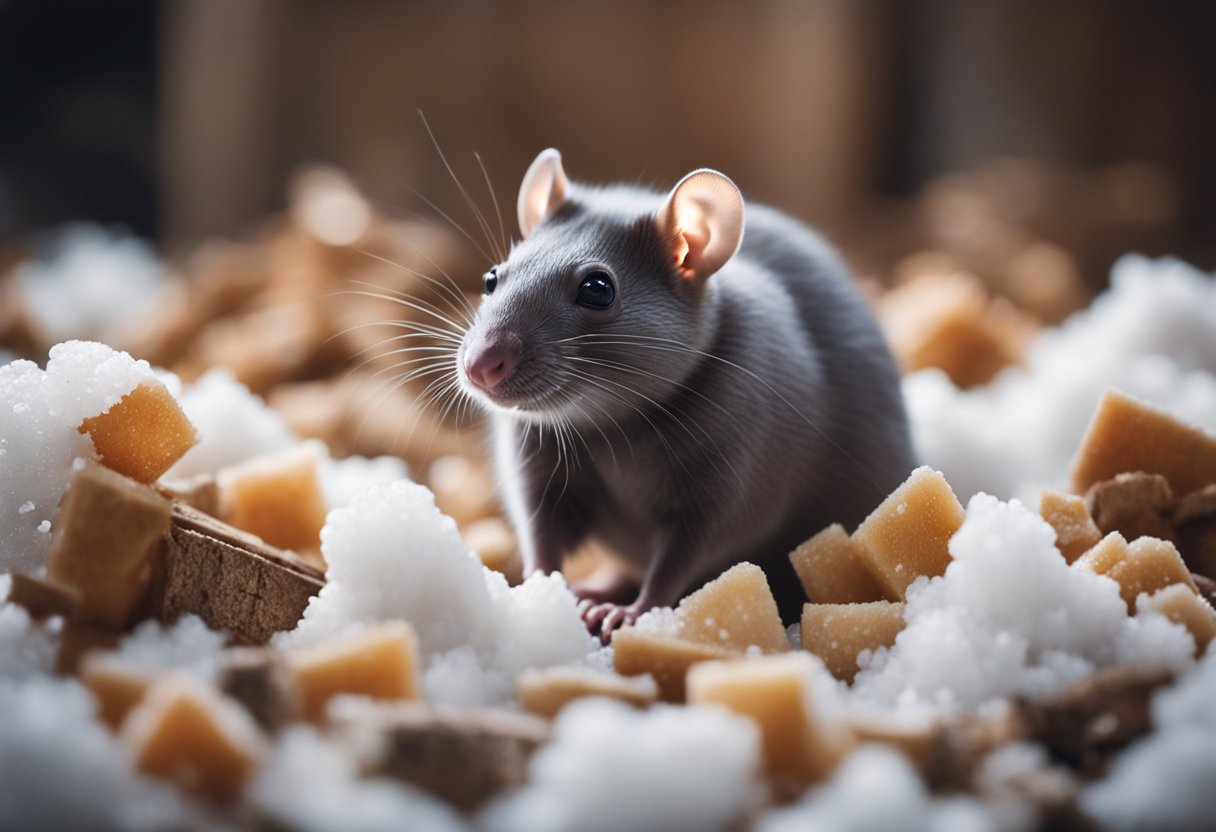 Rats gather around a pile of salt, sniffing and tasting cautiously before convulsing and collapsing