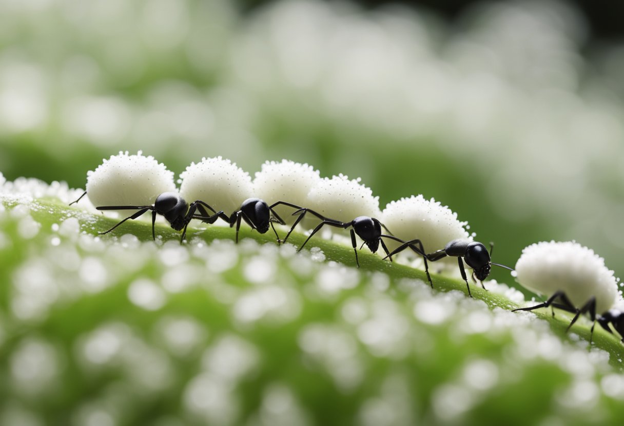 Cornstarch sprinkled in a line, ants avoiding it