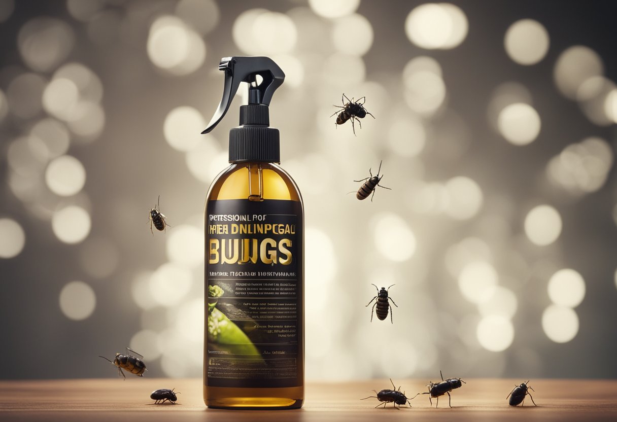 A bottle of vinegar sprays onto a bed infested with bugs, killing them