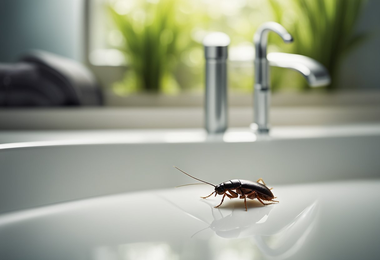 A cockroach scurries in a bathtub. Illustrate safe removal and prevention methods for infestations