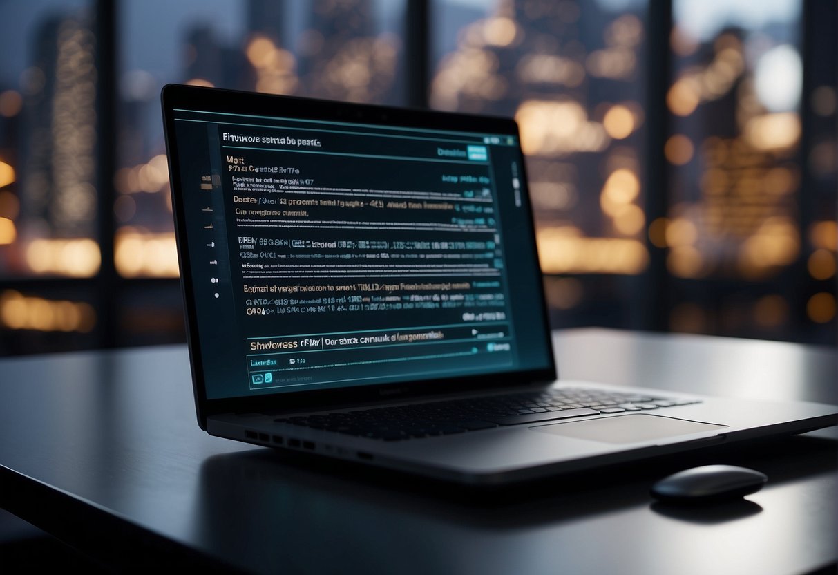 Data erasure software in action, securely wiping sensitive information from devices to comply with GDPR. On-screen progress bars, lock icons, and data shredding animations
