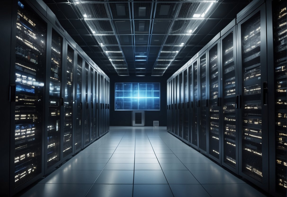 A secure data center with servers being wiped clean by powerful erasure methods to ensure enterprise security