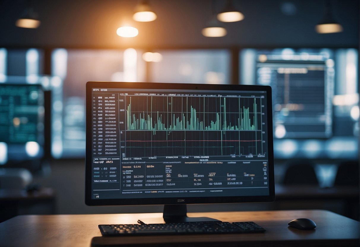 A computer screen displaying a data erasure process with ESG reporting charts in the background