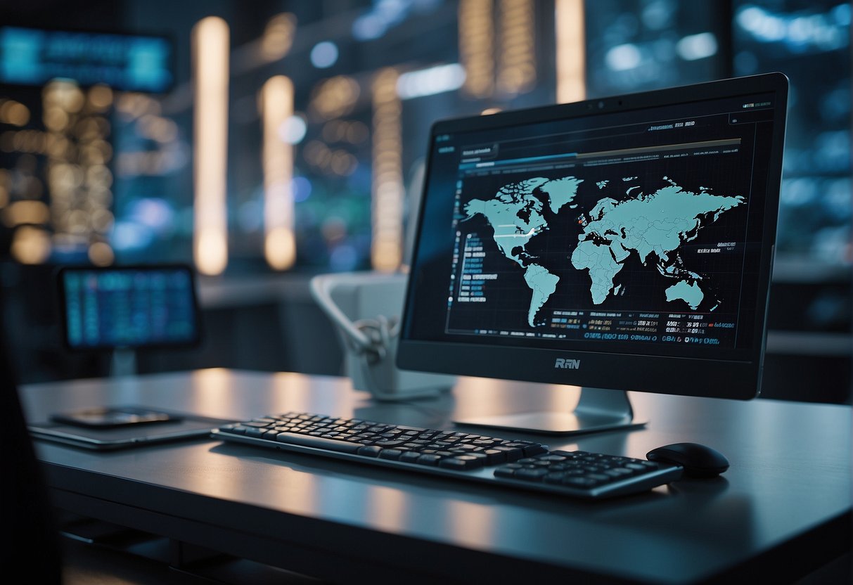 A computer screen displaying ESG risk data with a data erasure tool in the background, symbolizing the importance of managing ESG risks through data