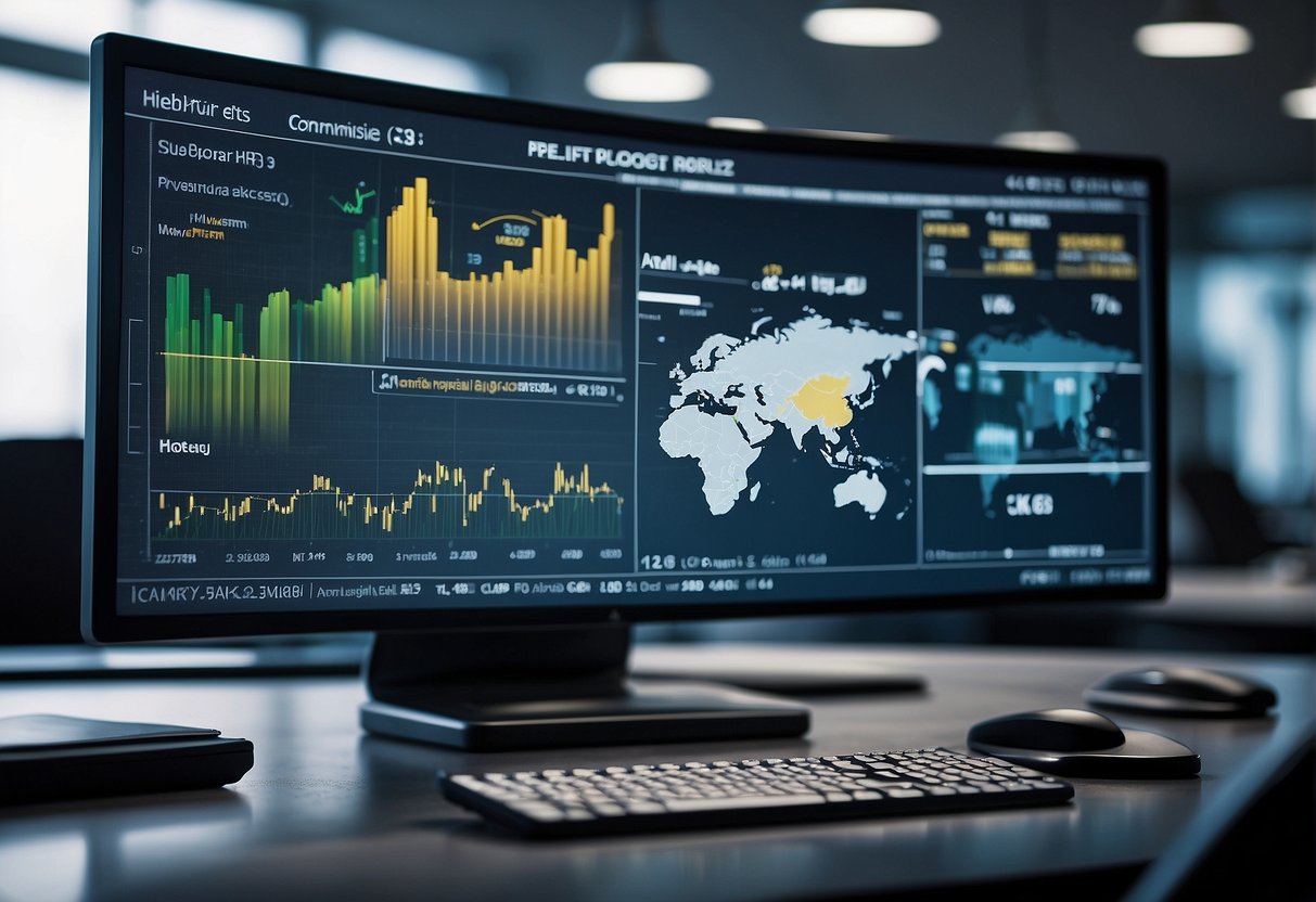 A computer screen displaying data erasure process with ESG reporting metrics in the background