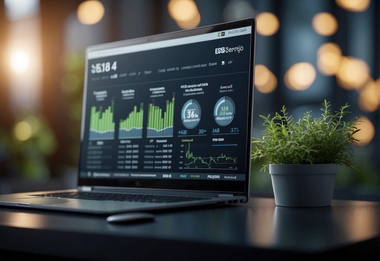 A computer screen displaying ESG reporting data with a focus on sustainability and data erasure
