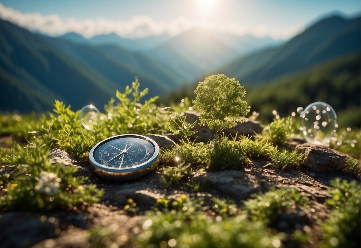 A landscape with ESG reporting, data erasure, and sustainability symbols