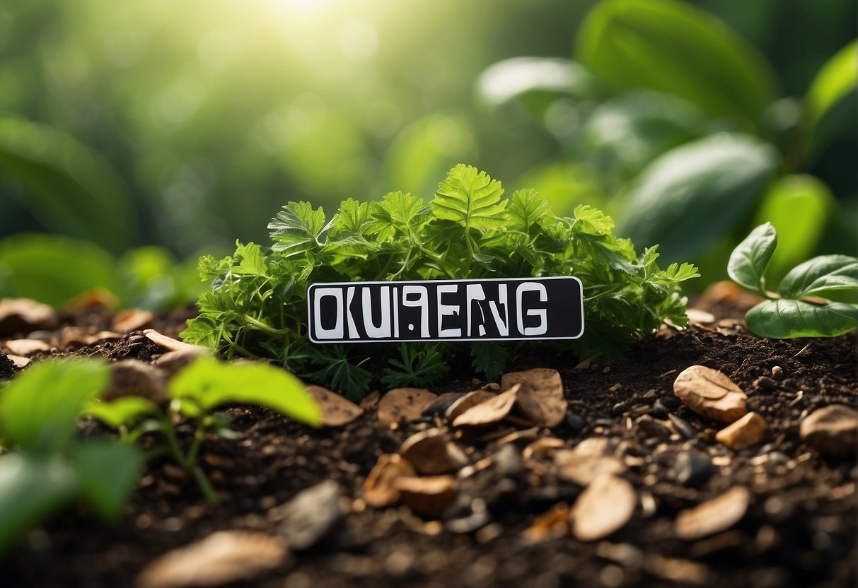 Keywords ESG reporting, data erasure, sustainability in bold font against a backdrop of green leaves and a recycling symbol