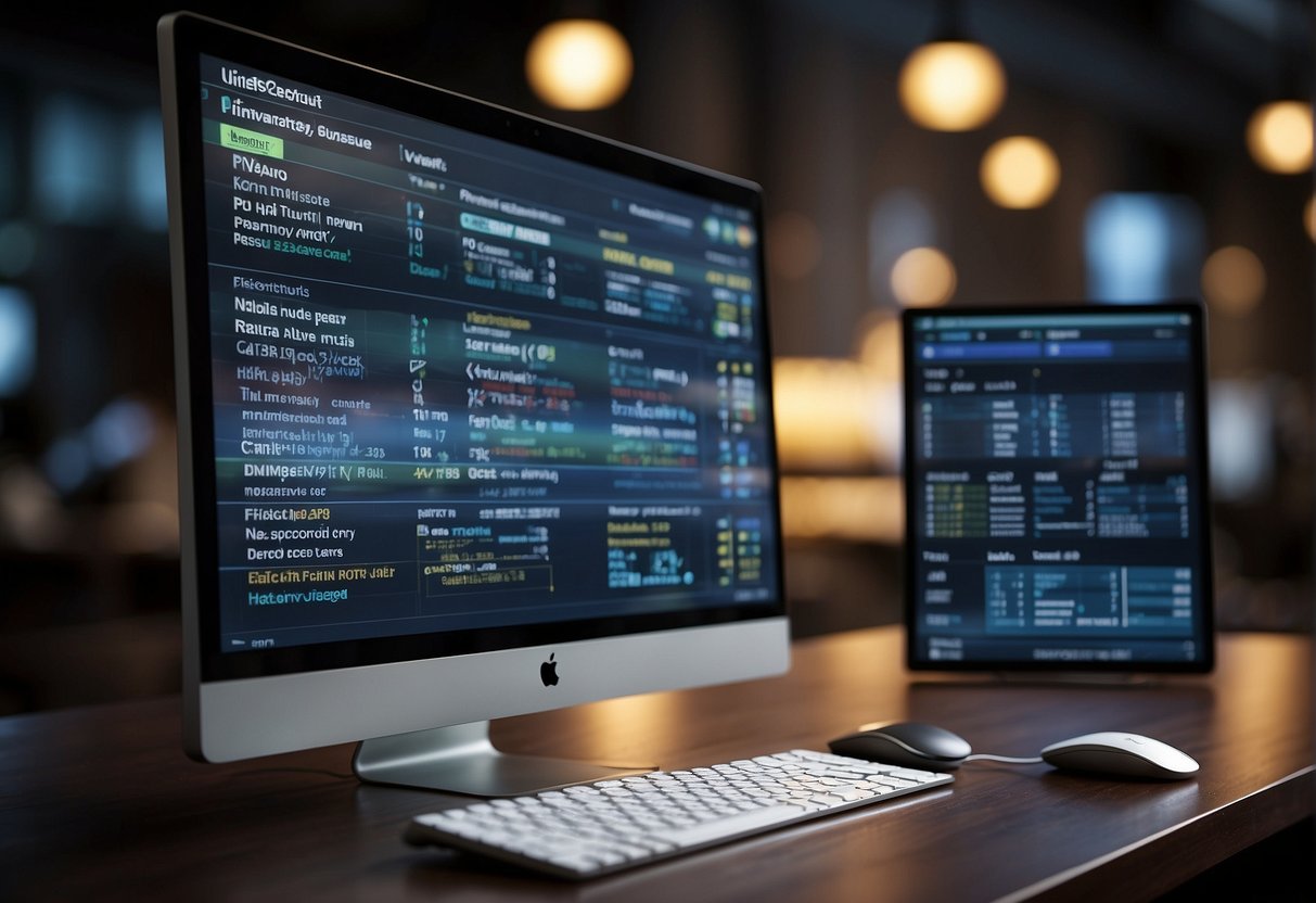 A computer screen displaying various data erasure software options, with compatibility icons and a checklist for business needs