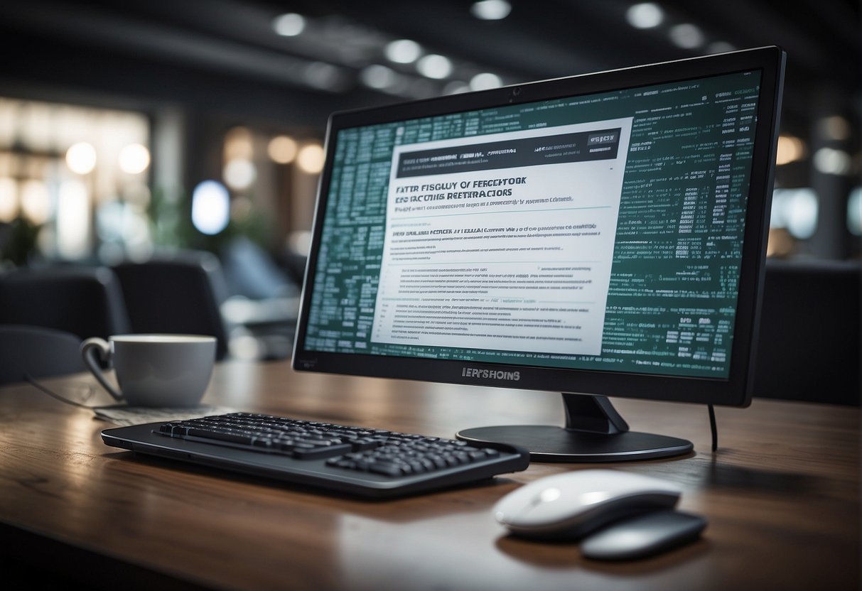 A computer monitor displaying a list of frequently asked questions about data erasure and breach prevention, with a padlock icon in the corner