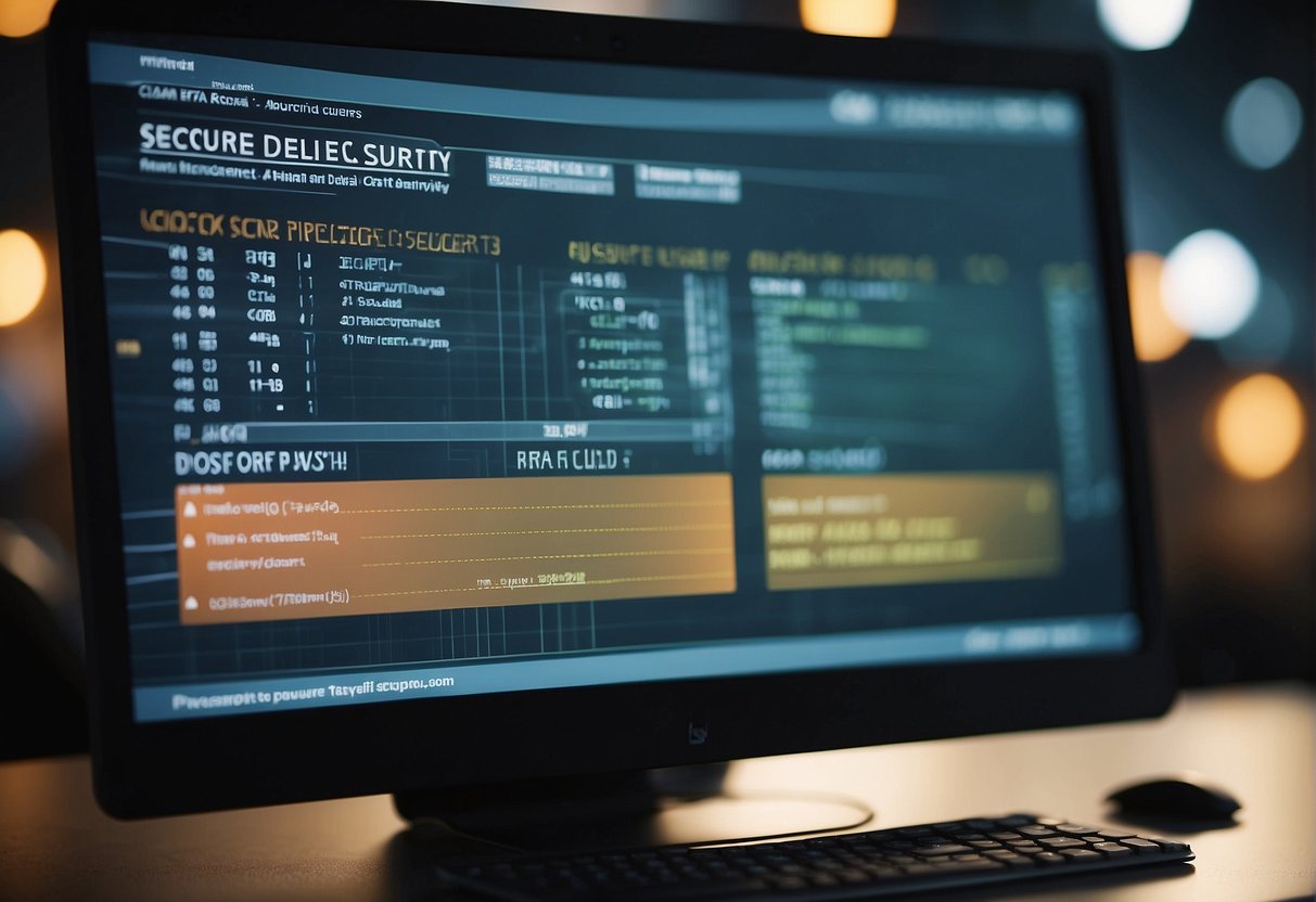 A computer screen displaying a secure data erasure guide with keywords like "secure data deletion" and "data security" highlighted