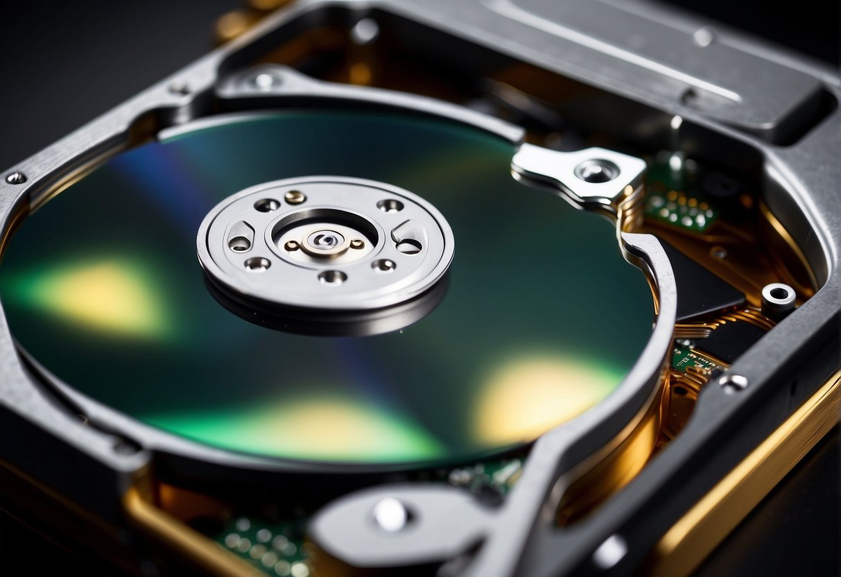 A computer hard drive being wiped clean with a secure data erasure software, ensuring the complete removal of sensitive information for proper IT asset disposition