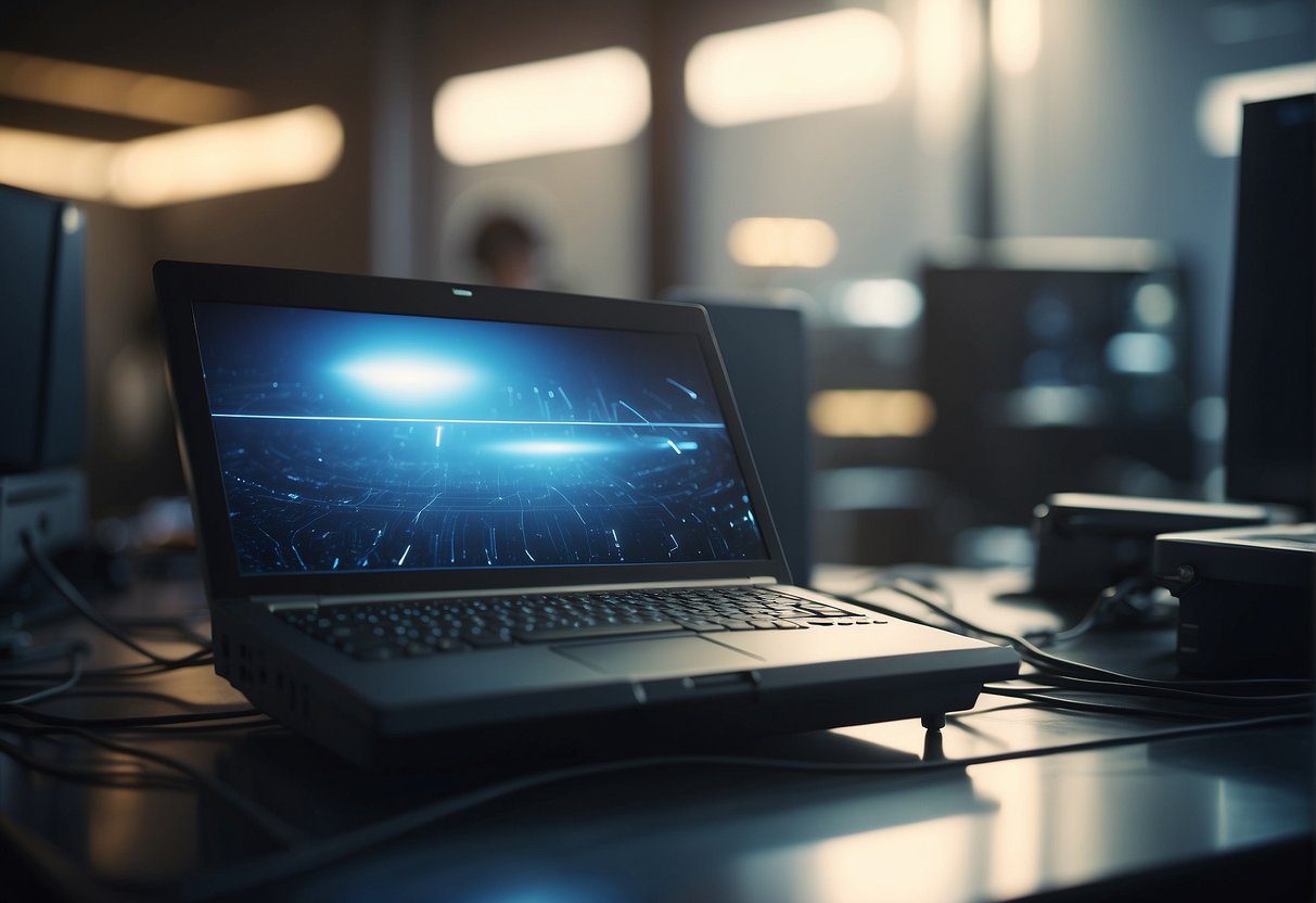 A computer being wiped clean with a data erasure software, showing the critical process of ITAD