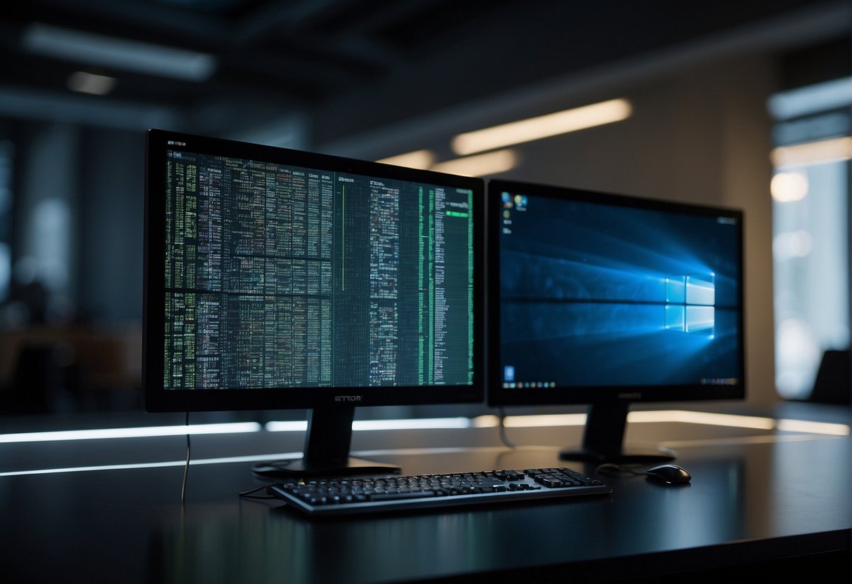 A computer screen displaying two separate processes: data erasure and data deletion, with clear visual indicators of the differences between the two methods