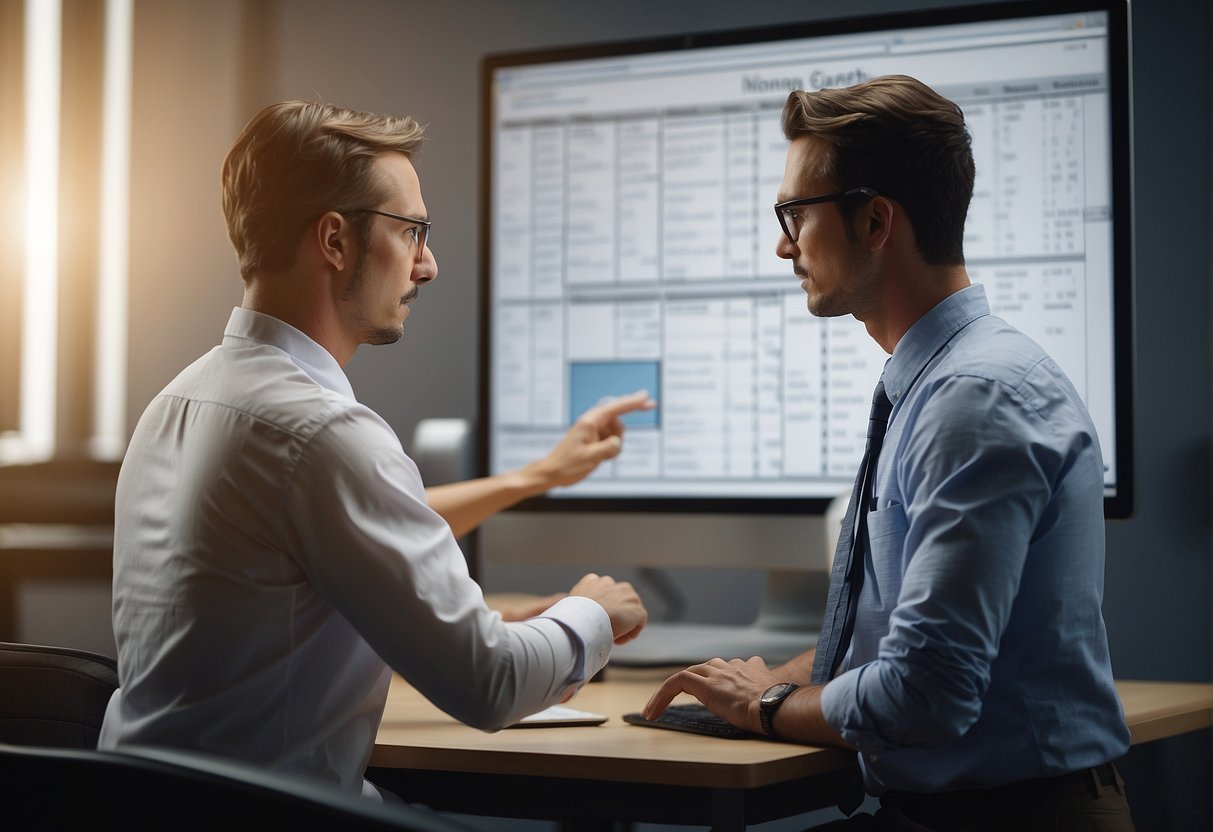 A person erases a whiteboard with a cloth, while another person deletes files from a computer with a mouse click