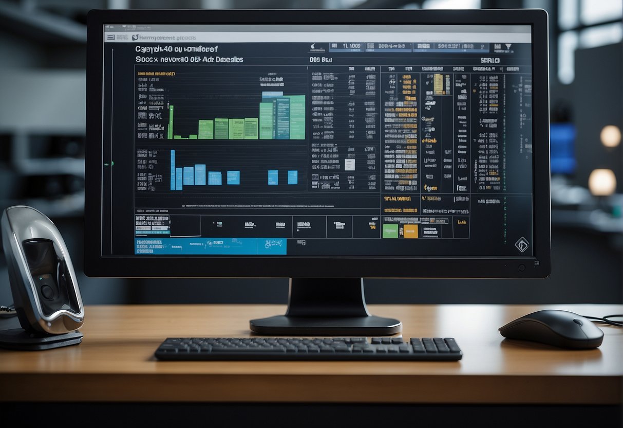 A computer monitor displaying a comparison chart between data erasure and data deletion, surrounded by images of electronic devices and recycling symbols