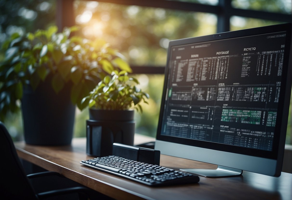 A computer monitor displaying a comparison chart between data erasure and data deletion, with a shredder and a recycle bin symbol next to each term