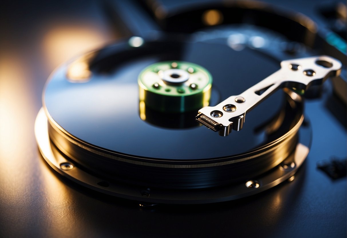 A computer hard drive being wiped clean with a data erasure tool, symbolizing the protection of personal information and privacy