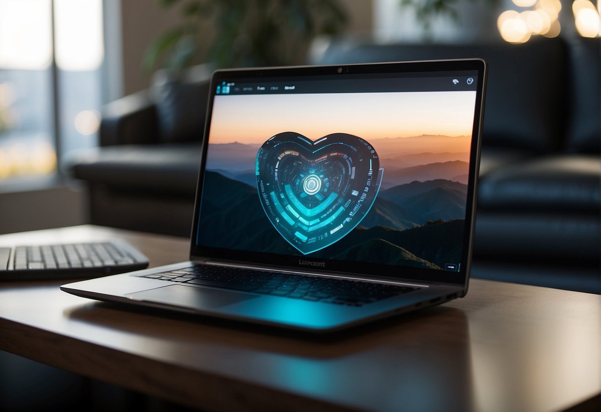 A laptop being securely wiped clean with a data erasure tool in a remote work setting
