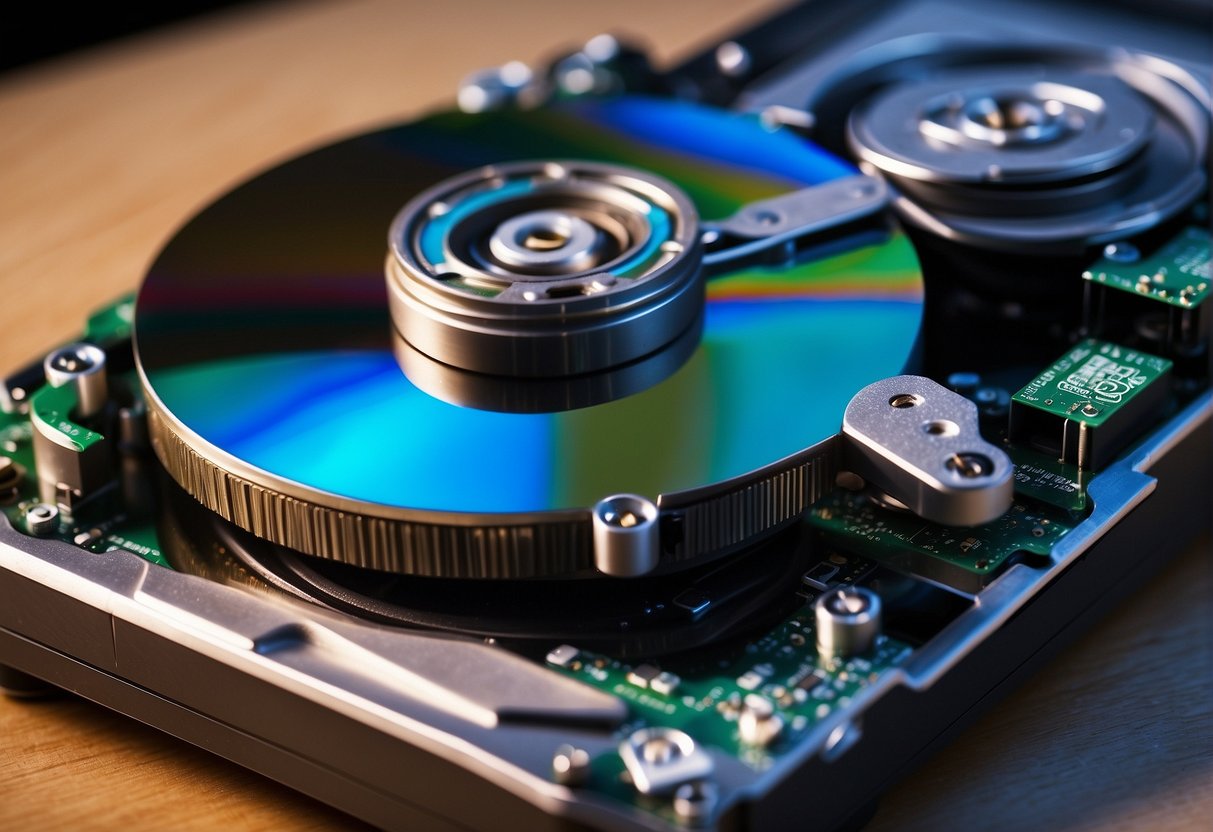 A computer hard drive being wiped clean with a data erasure solution, surrounded by small and medium enterprise (SME) logos
