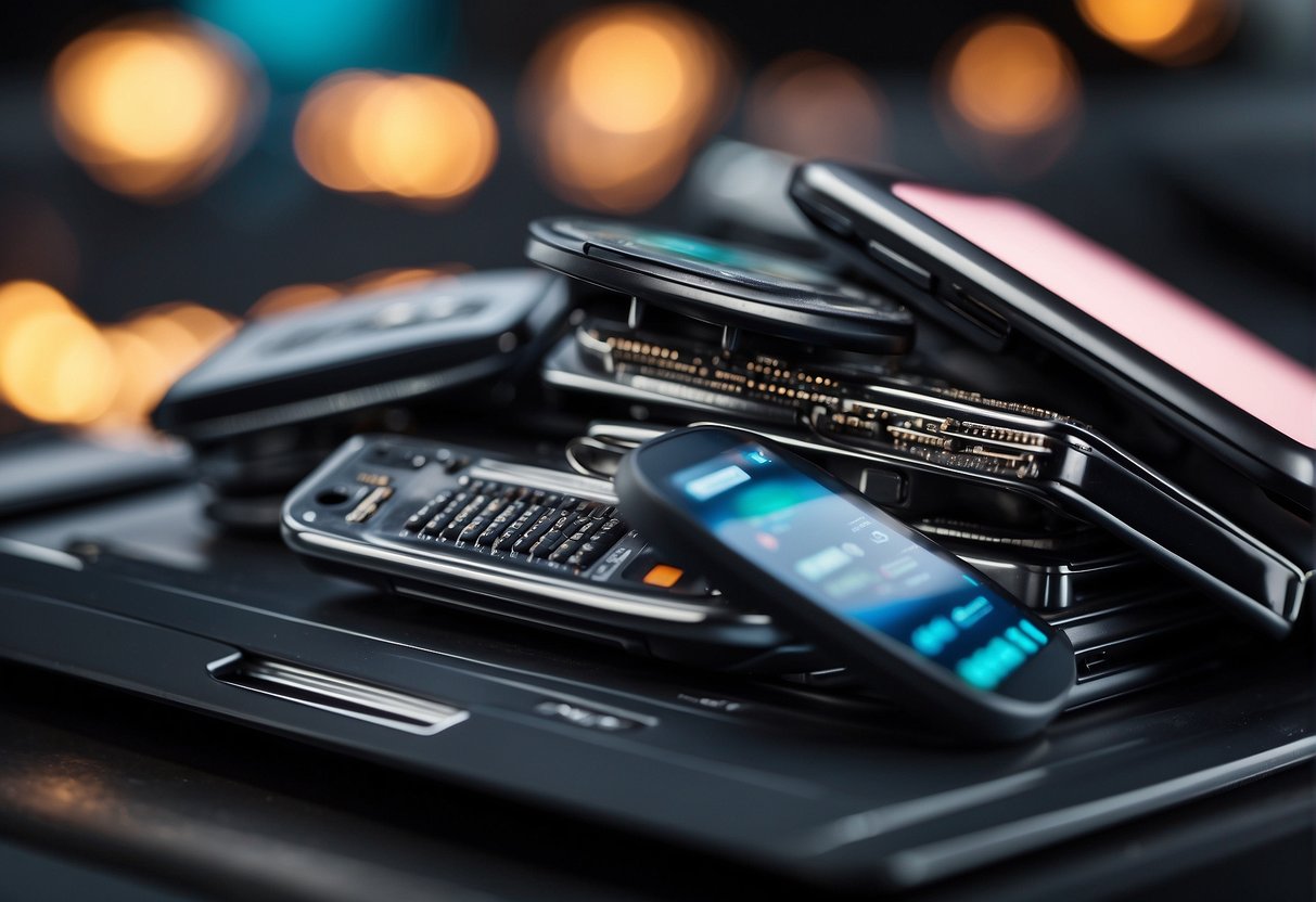 A stack of electronic devices being wiped clean with advanced data erasure techniques