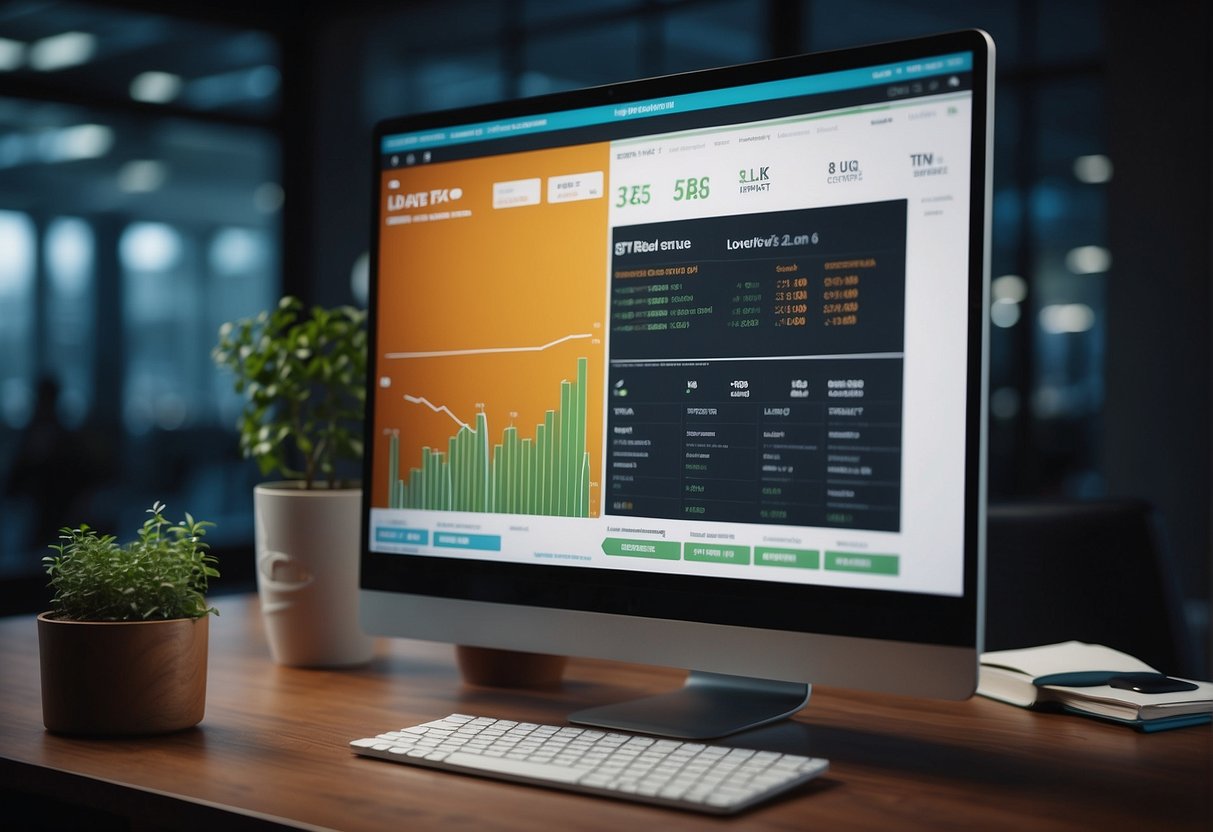 Data erasure software logo displayed on a computer screen with ESG score metrics and positive impact indicators