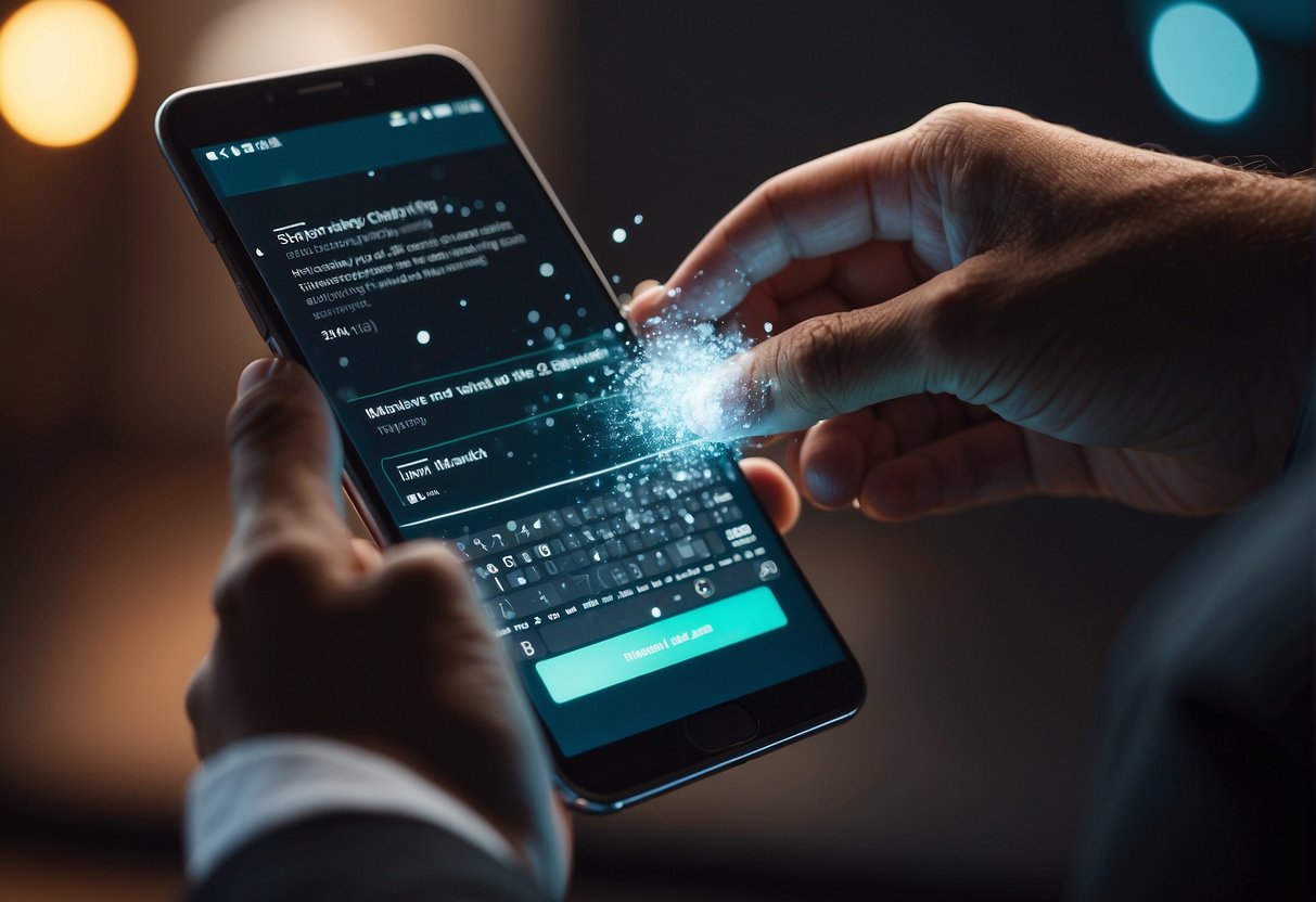 A mobile device being wiped clean of data using a software tool, with a progress bar indicating the erasure process