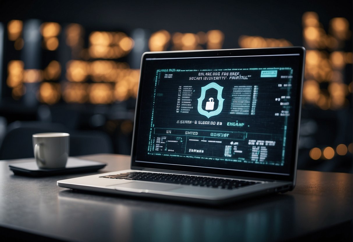 A computer screen displays a secure data erasure process, while a shield symbolizes protection against identity theft