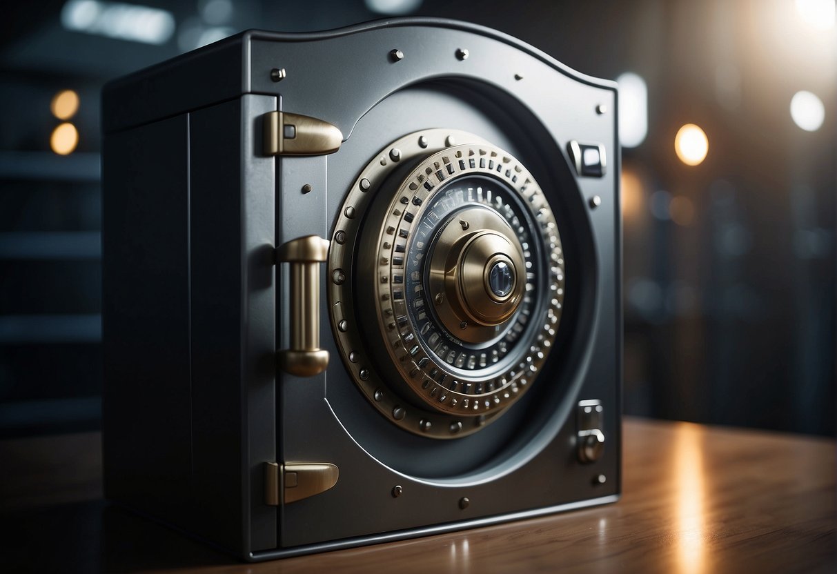A secure vault with a shield protecting against identity theft