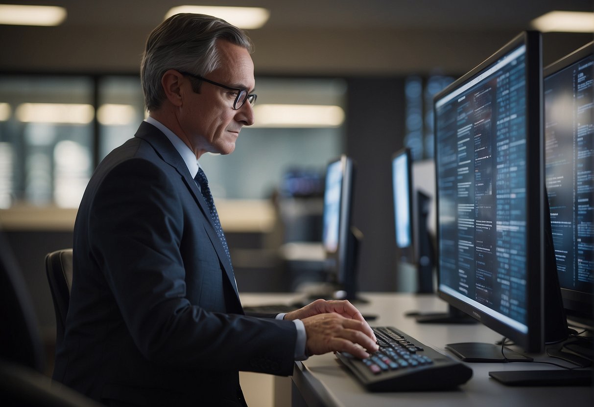 A government official uses a data erasure tool to securely delete sensitive information, ensuring compliance with national security and privacy laws