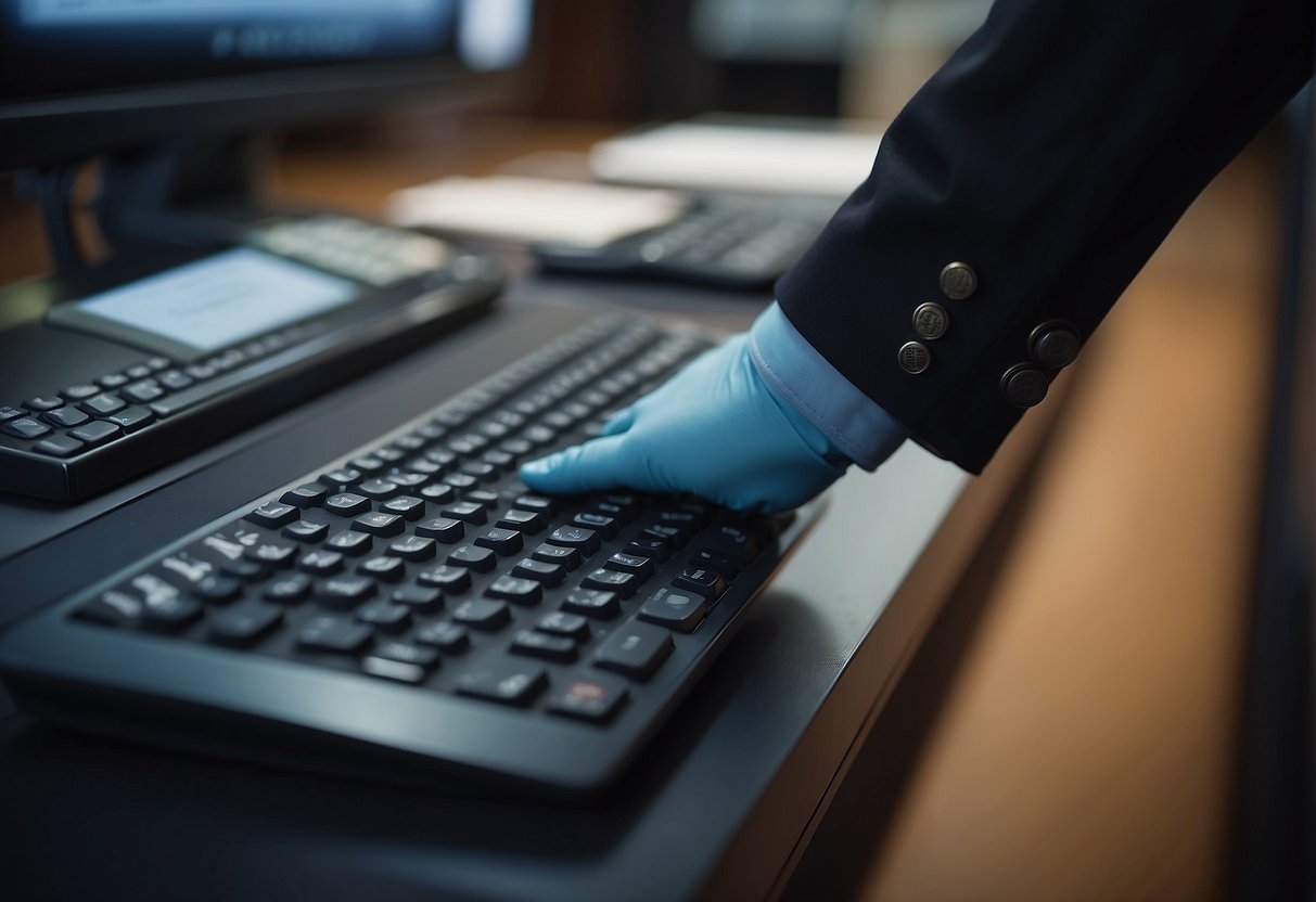 A government official erases sensitive data under strict security measures