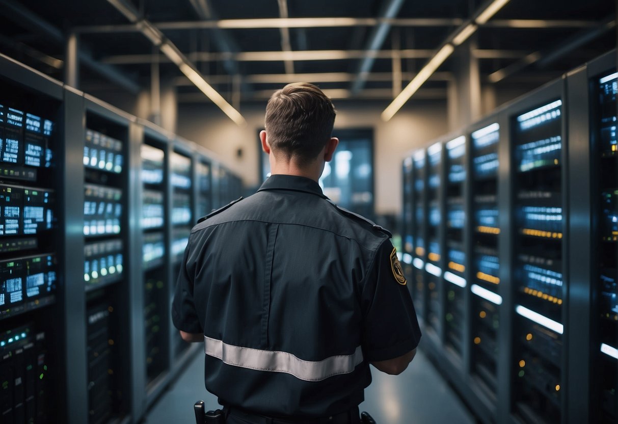 Government servers being wiped clean, guarded by security personnel