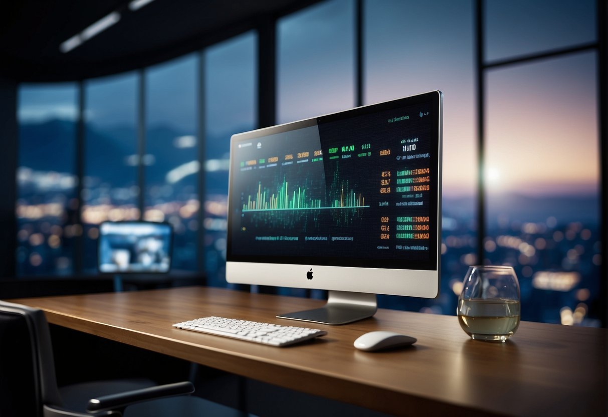 A computer screen displays a progress bar as data erasure tools verify secure deletion, ensuring complete removal of sensitive information