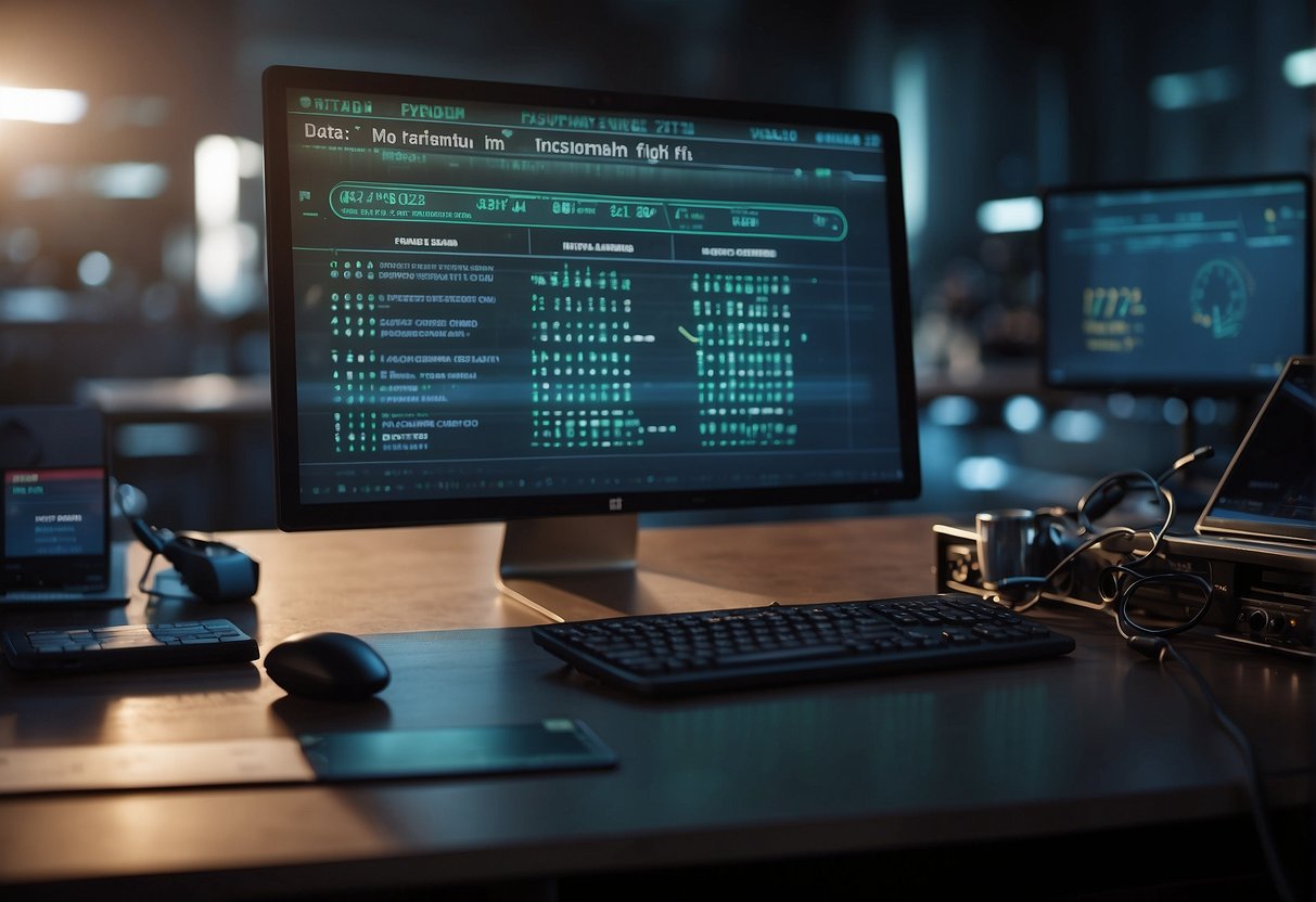 A computer screen displaying a progress bar for data erasure, with a checklist of secure deletion methods and tools in the background