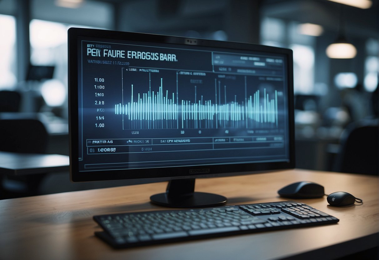 A computer monitor displaying a progress bar for data erasure, with a lock icon indicating secure deletion verification. Data erasure tools are shown in the background