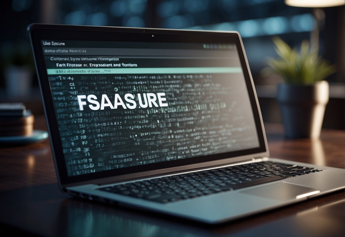 A computer screen displaying a list of FAQs on data erasure and digital transformation, with a stylized guidebook and a digital eraser tool nearby