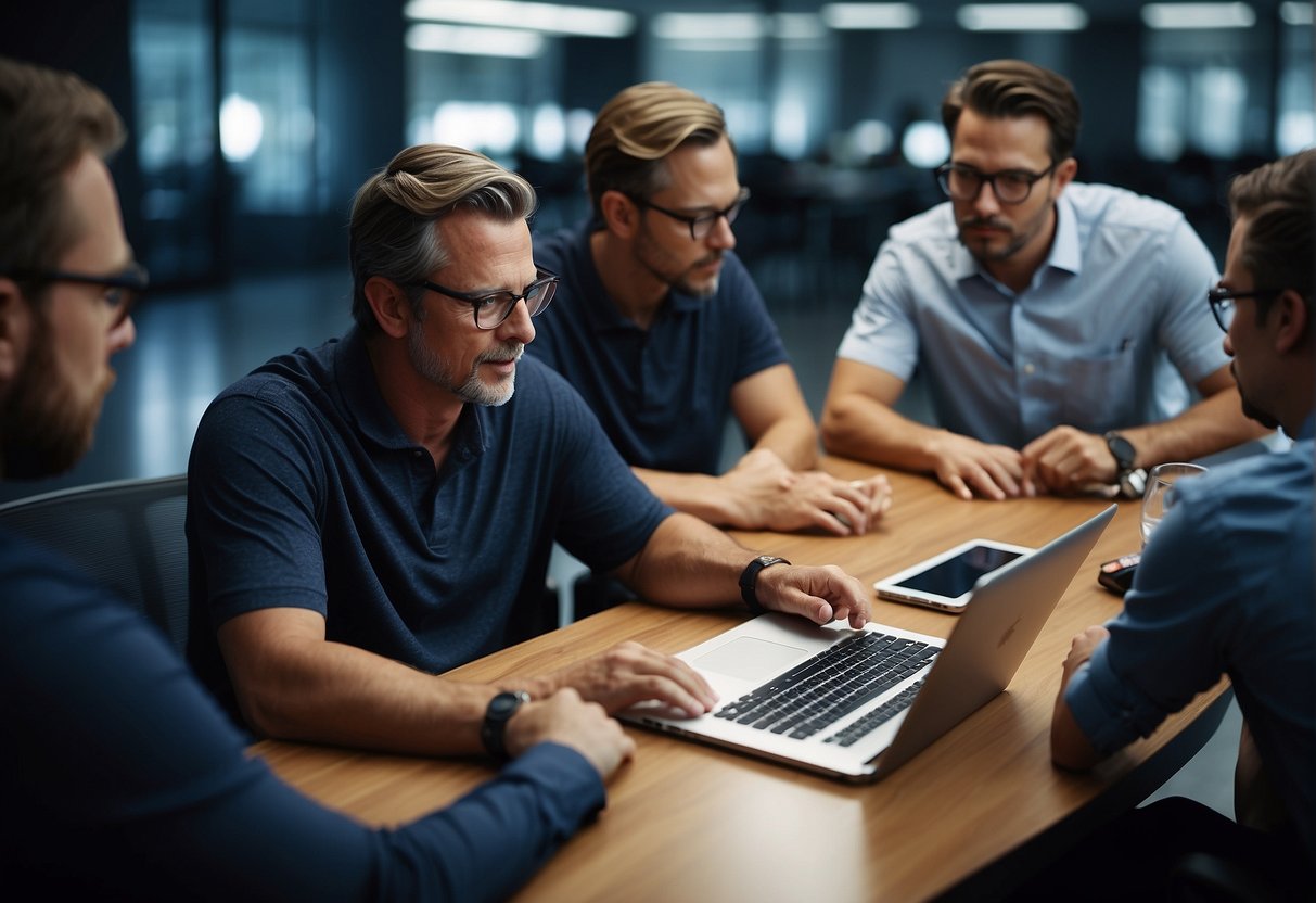 A digital security team discussing data erasure and strategic planning for digital transformation