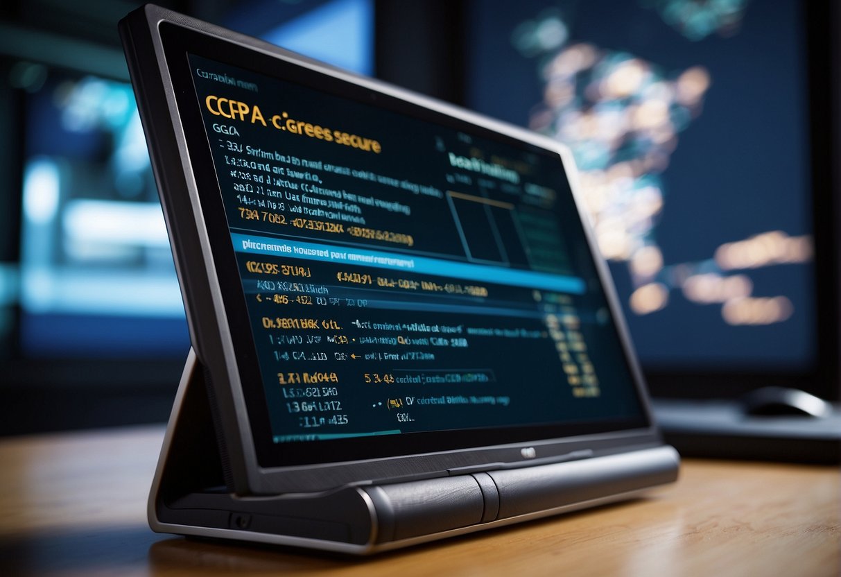 A computer screen displaying "Understanding CCPA How Data Erasure Supports Compliance with CCPA" with a lock icon in the corner