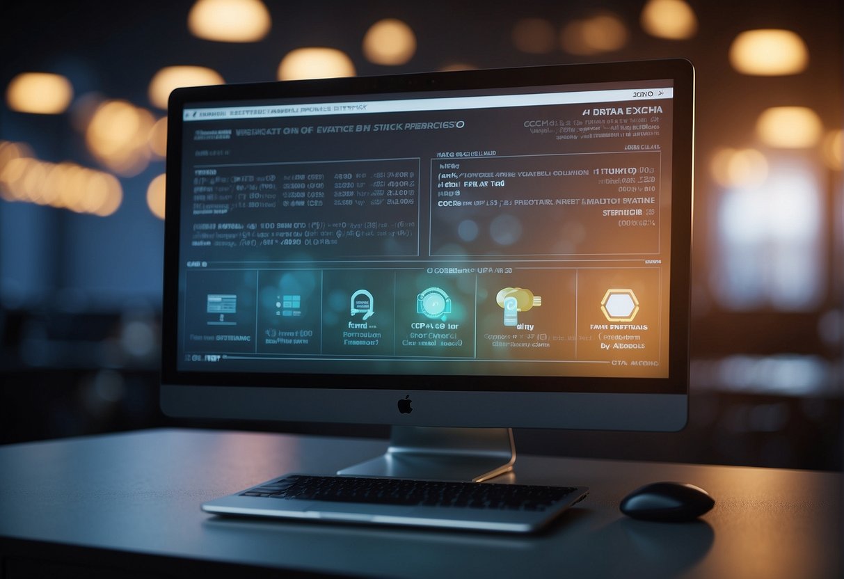 A computer screen displaying a secure data erasure process with CCPA compliance guidelines in the background