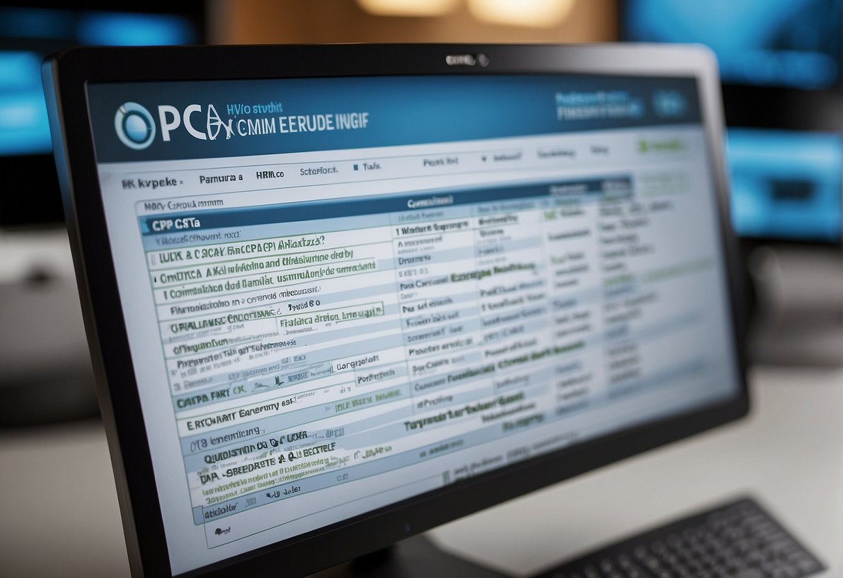 A computer screen displaying a list of frequently asked questions about data erasure and CCPA compliance. A file shredder icon in the background