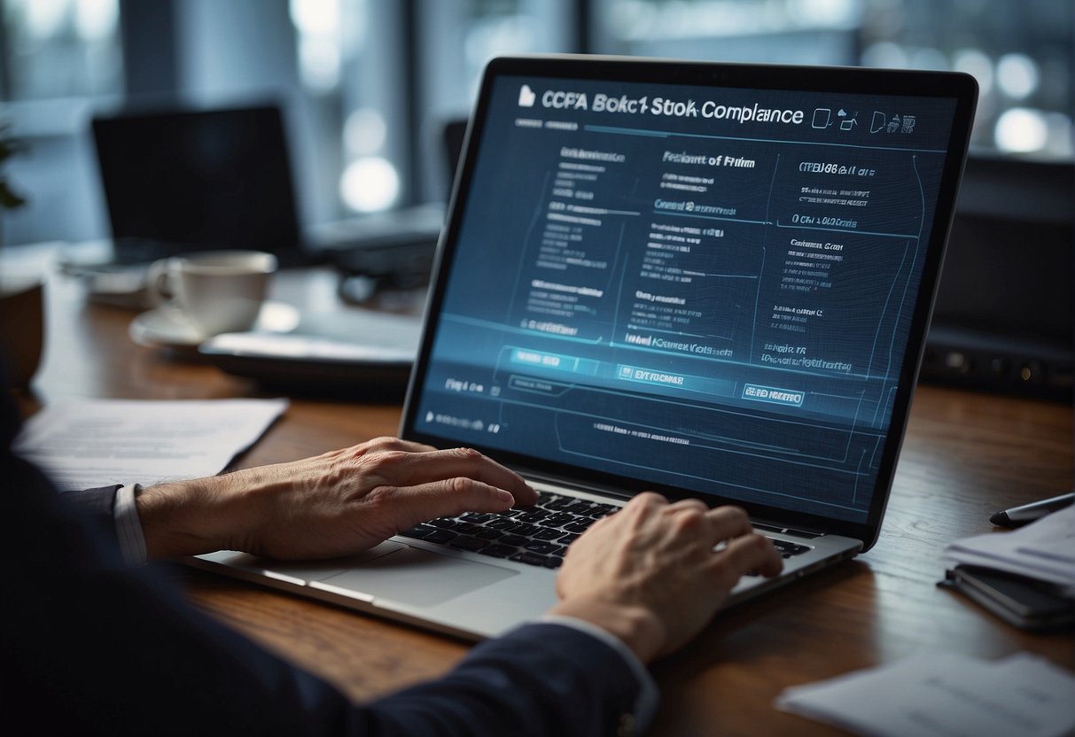 A person pressing a button to erase data, surrounded by CCPA compliance documents